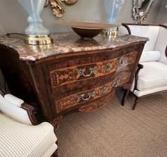 Italian rococo serpentine form 2 drawer inlaid chest with marble top - 2811461