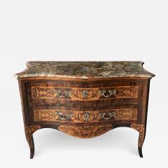 Italian rococo serpentine form 2 drawer inlaid chest with marble top - 2812733