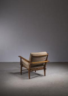 Italian rope chair in solid teak with new green wool upholstery - 3042484