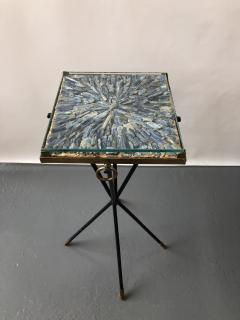 Italian side table bronze details supporting a blue Kyantine stone top - 1181357