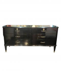 Italian six drawers black lacquer with brass handles commode - 3470342