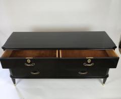 Italian six drawers black lacquer with brass handles commode - 3470343