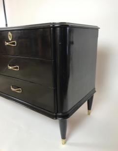 Italian six drawers black lacquer with brass handles commode - 3470344