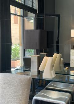 Italian table lamp in brushed steel and lucite 1970s - 3231428