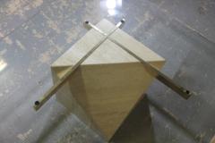 Italian travertine coffee table with brass supports and glass top - 3319020