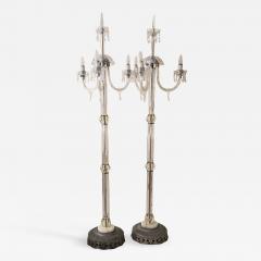 Italianate Lead Crystal Chandelier Floor Lamps Circa 1940 - 1163143