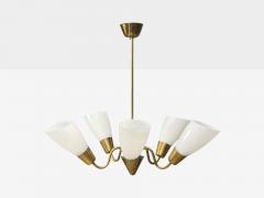 Itsu Finnish Modern Chandelier Brass Glass Finland 1940s - 4755498