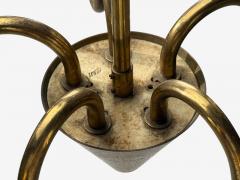 Itsu Finnish Modern Chandelier Brass Glass Finland 1940s - 4755502