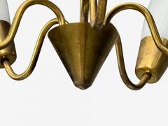 Itsu Finnish Modern Chandelier Brass Glass Finland 1940s - 4755503