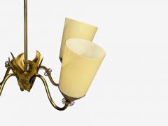 Itsu Oy Finnish Modern Chandelier Brass Opal Glass Finland 1950s - 4766511