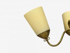 Itsu Oy Finnish Modern Chandelier Brass Opal Glass Finland 1950s - 4766513