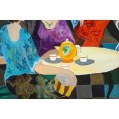 Itzchak Tarkay Israel 1935 2012 Afternoon Tea Oil on Canvas Painting - 1264592