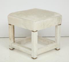 Ivory White Calfskin Ottomans - 780993