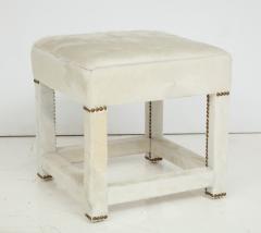 Ivory White Calfskin Ottomans - 780995