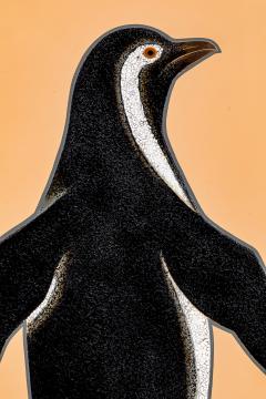 Izumi Atsuhiko Japanese Two Panel Screen Lacquer Penguins - 3071462