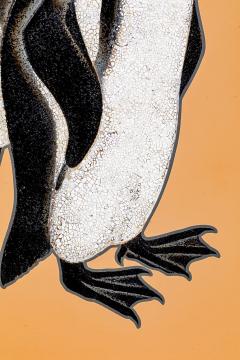Izumi Atsuhiko Japanese Two Panel Screen Lacquer Penguins - 3071463