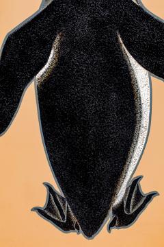 Izumi Atsuhiko Japanese Two Panel Screen Lacquer Penguins - 3071464