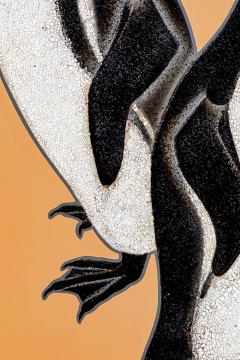 Izumi Atsuhiko Japanese Two Panel Screen Lacquer Penguins - 3071466