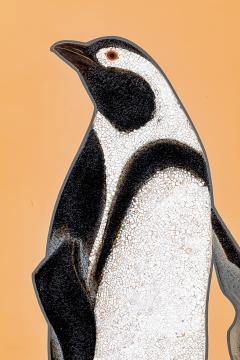 Izumi Atsuhiko Japanese Two Panel Screen Lacquer Penguins - 3071484
