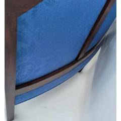 J A Schumacher 18th C Style Carved Walnut Schumacher Blue Damask Curved Sofa Settee - 3593917