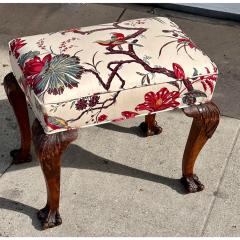 J A Schumacher Antique Chippendale Mahogany Claw Foot Ottoman W Schumacher Toile - 3378934