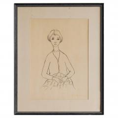 J A Van de Velde J A Van de Velde Jongedame Charcoal on Paper Belgium 1950s - 4677132