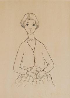 J A Van de Velde J A Van de Velde Jongedame Charcoal on Paper Belgium 1950s - 4682444