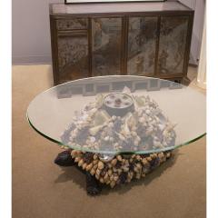 J Antony Redmile J Anthony Redmile Turtle Coffee Table with Shells and Crystals 1970s Signed  - 3912806