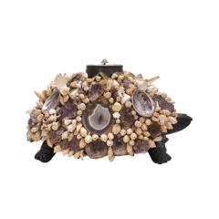 J Antony Redmile J Anthony Redmile Turtle Coffee Table with Shells and Crystals 1970s Signed  - 3912810