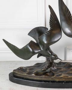 J B L onard J B L onard Two Seagulls in Flight Art Deco Bronze Sculpture - 4737311