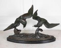 J B L onard J B L onard Two Seagulls in Flight Art Deco Bronze Sculpture - 4737339