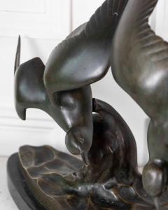 J B L onard J B L onard Two Seagulls in Flight Art Deco Bronze Sculpture - 4737340