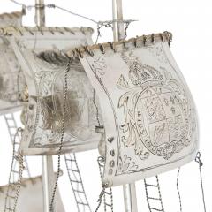J D Schleissner Antique Hanau silver and silver gilt nef - 4149359