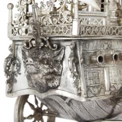 J D Schleissner Antique Hanau silver and silver gilt nef - 4149361