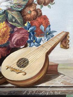 J Friedrich Jungling Floral Bouquet with Mandolin  - 1725535