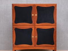 J Ingvard Jensen Jens Ingvard Jensen Tr fle Cabinet in Teak Leather and Brass Denmark 1940s - 4385063