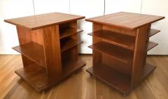 J Ingvard Jensen Pair J Ingvard Jensen Teak Rolling Bookshelf Side Tables - 2689789