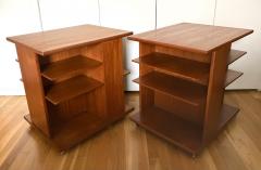 J Ingvard Jensen Pair J Ingvard Jensen Teak Rolling Bookshelf Side Tables - 2689790