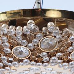J L Lobmeyr A Gold Plated Brass Crystal Flush Mount Fixture by Lobmeyr Austria C 1960  - 4346450