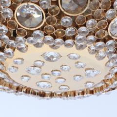 J L Lobmeyr A Gold Plated Brass Crystal Flush Mount Fixture by Lobmeyr Austria C 1960  - 4346451