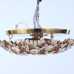 J L Lobmeyr A Gold Plated Brass Crystal Flush Mount Fixture by Lobmeyr Austria C 1960  - 4346452