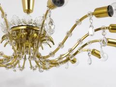 J L Lobmeyr Huge Floral Lobmeyr Mid Century Brass Crystal Chandelier 1950s Austria - 4041732