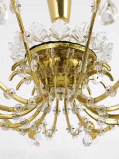 J L Lobmeyr Huge Floral Lobmeyr Mid Century Brass Crystal Chandelier 1950s Austria - 4041736