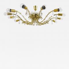 J L Lobmeyr Huge Floral Lobmeyr Mid Century Brass Crystal Chandelier 1950s Austria - 4044044