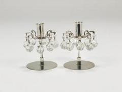 J L Lobmeyr J L Lobmeyr Lights of Vienna Pair Candleholders Faceted Swarovski Crystals - 4066938