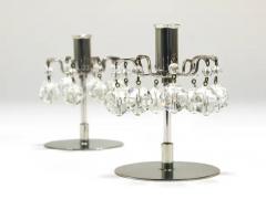 J L Lobmeyr J L Lobmeyr Lights of Vienna Pair Candleholders Faceted Swarovski Crystals - 4066941