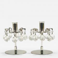 J L Lobmeyr J L Lobmeyr Lights of Vienna Pair Candleholders Faceted Swarovski Crystals - 4069515