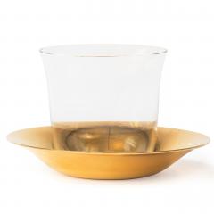 J L Lobmeyr Lily Crystal Mocca Espresso Cup with Gilded Brass Saucer by KIM HEEP - 1587126