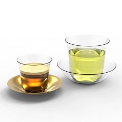 J L Lobmeyr Lily Crystal Mocca Espresso Cup with Gilded Brass Saucer by KIM HEEP - 1587128