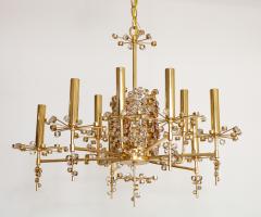 J L Lobmeyr Lobmeyr Circular Brass and Crystal Nine Light Chandelier by Hans Harald Rath - 2871276